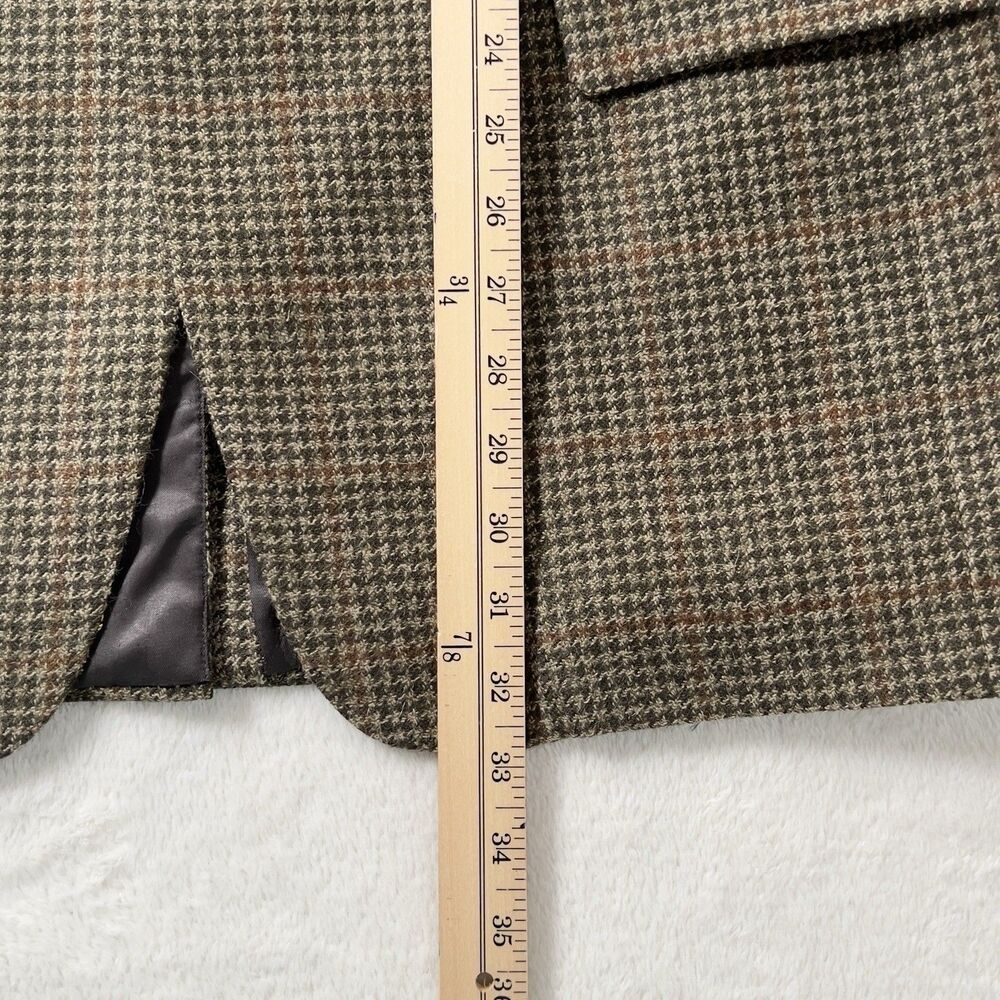 Tommy Hilfiger Houndstooth Tweed Blazer Jacket Mens Sz 42L Olive 2 Button Vtg - Picture 15 of 16